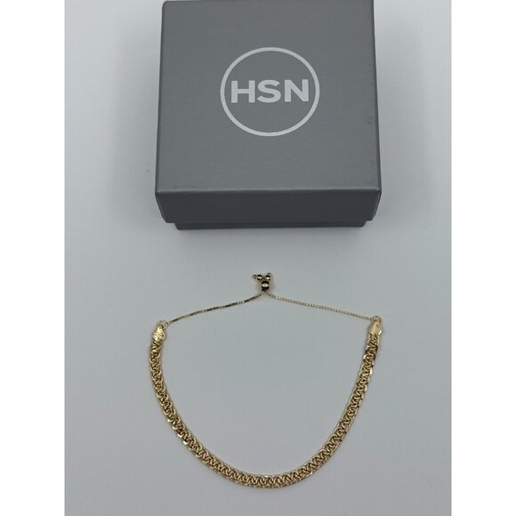 HSN‎ Sterling Gold Plated Chain Adjustable 9" Bracelet Classic Timless Gift - Picture 1 of 6